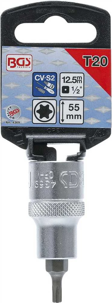 Bgs Technic Antgalis įpresuotas į galvutę | 12,5 mm (1/2") | T-Star (Torx) T20 (4369)