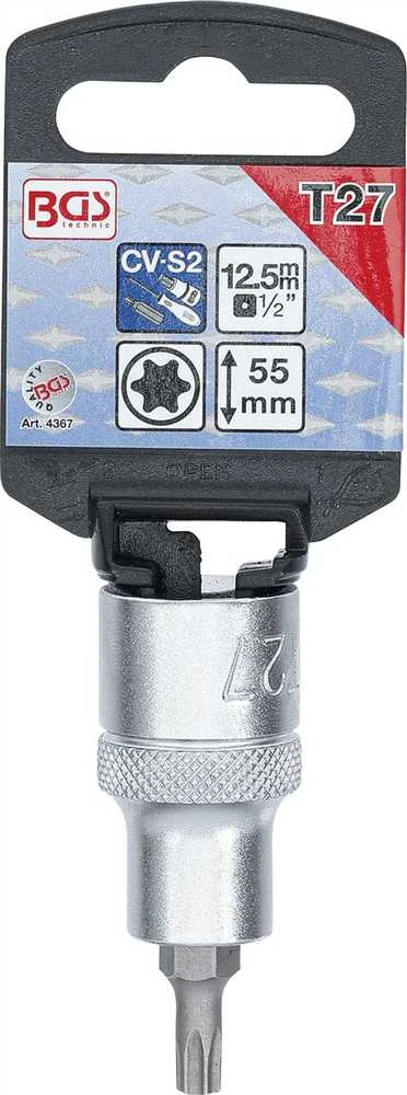Bgs Technic Antgalis įpresuotas į galvutę | 12,5 mm (1/2") | T-Star (Torx) T27 (4367)