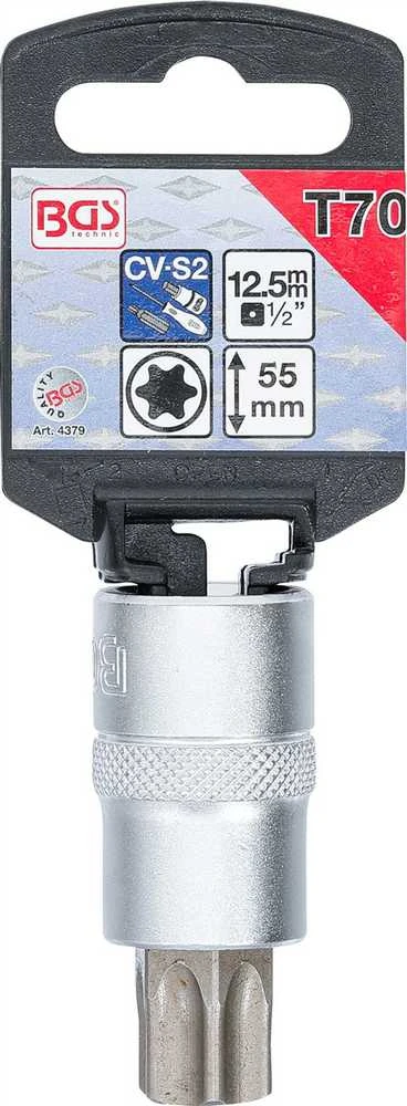 Bgs Technic Antgalis įpresuotas į galvutę | 12,5 mm (1/2") | T-Star (Torx) T70 (4379)