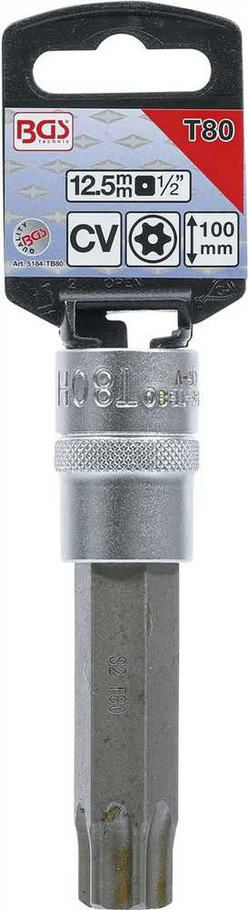 BGS Atsuktuvo antgalis lizde - T80 Antgalis, Torx, su anga - 1/2" Tvirtinimas
