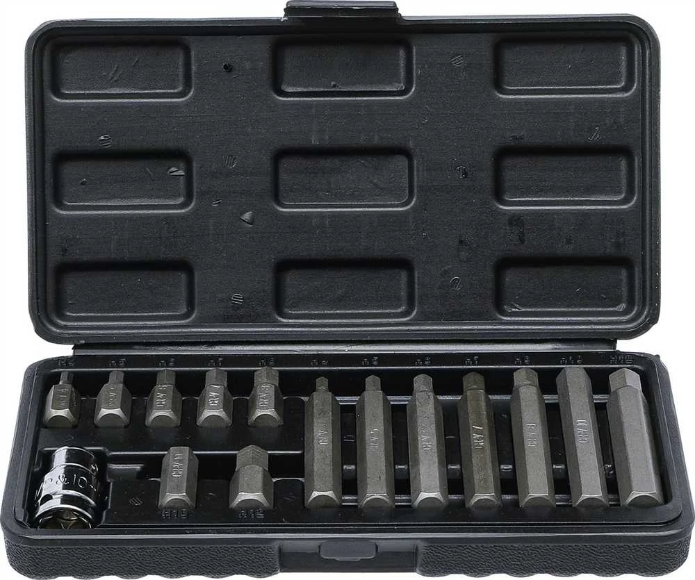 Grąžtas Bgs Technic Antgalių rinkinys Hex šešiakampiai | trumpas / ilgas | 10 mm (3/8") storio | 15 vnt. (5070)