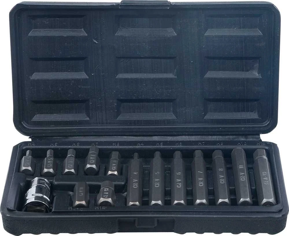 Grąžtas Bgs Technic Antgalių rinkinys Hex šešiakampiai | trumpas / ilgas | 10 mm (3/8") storio | 15 vnt. (5070)