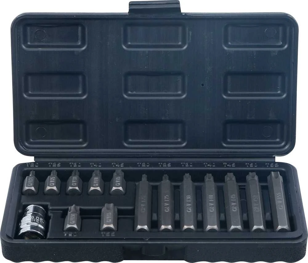 Grąžtas Bgs Technic Antgalių rinkinys | trumpas / ilgas | 10 mm (3/8") storio | T-Star (Torx) | 15 vnt. (5040)