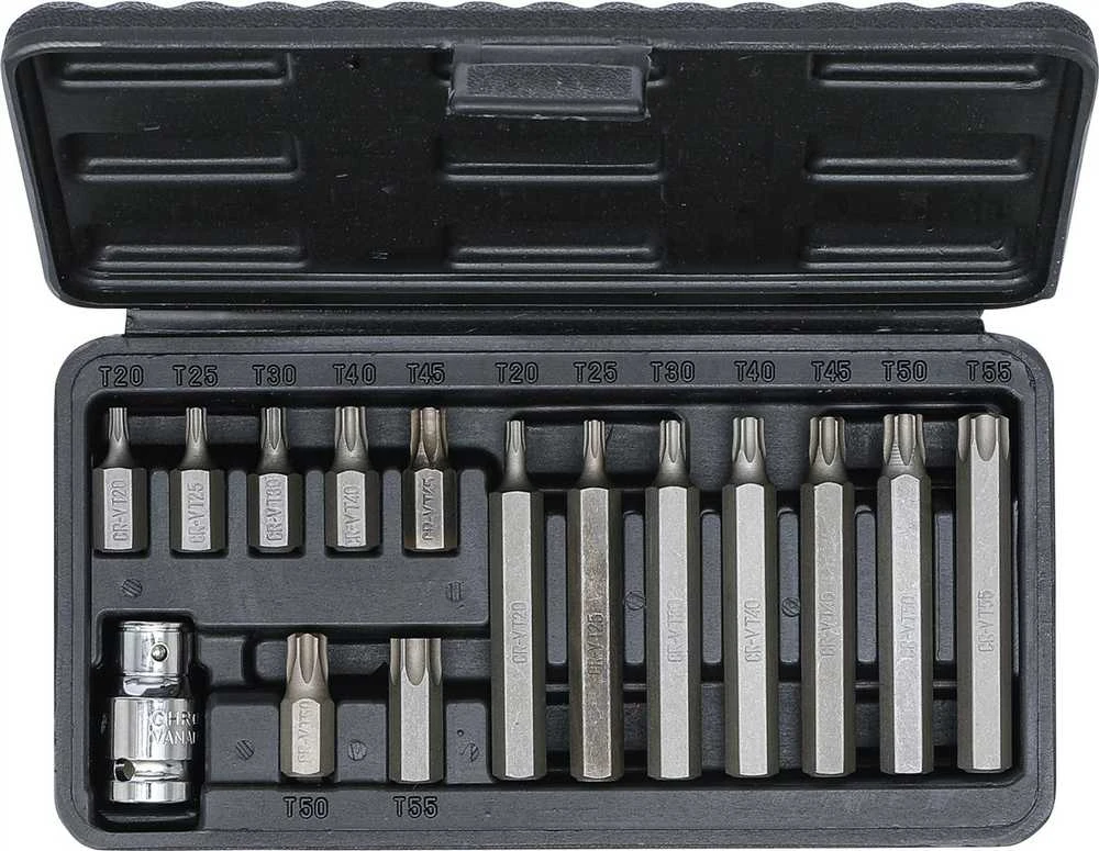 Grąžtas Bgs Technic Antgalių rinkinys | trumpas / ilgas | 10 mm (3/8") storio | T-Star (Torx) | 15 vnt. (5040)