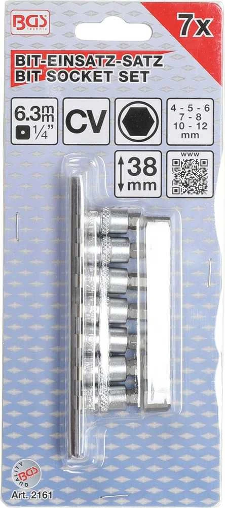 Bgs Technic Įpresuotų antgalių rinkinys | 6.3 mm (1/4") | hex šešiakampis 4-12 mm | 7 vnt. (2161)