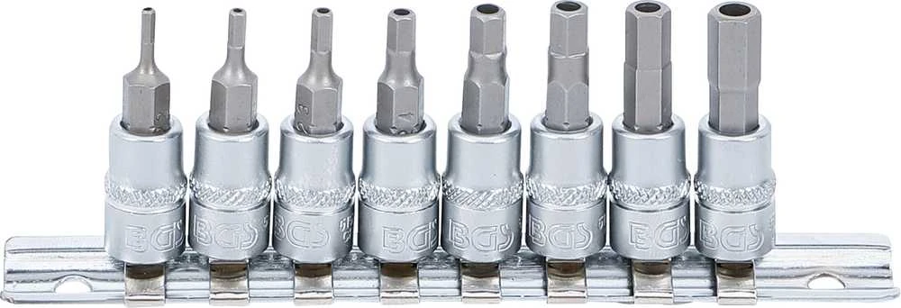 Bgs Technic Antgalių rinkinys | 6.3 mm (1/4") | hex šešiakampis | su skyle | 2 - 7 mm | 8 vnt. (5156)