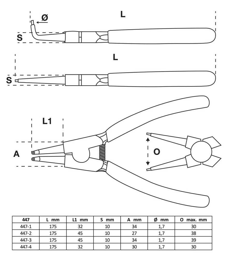 Bgs Technic Replių žiedams komplektas | 175 mm | 4 vnt. (447)