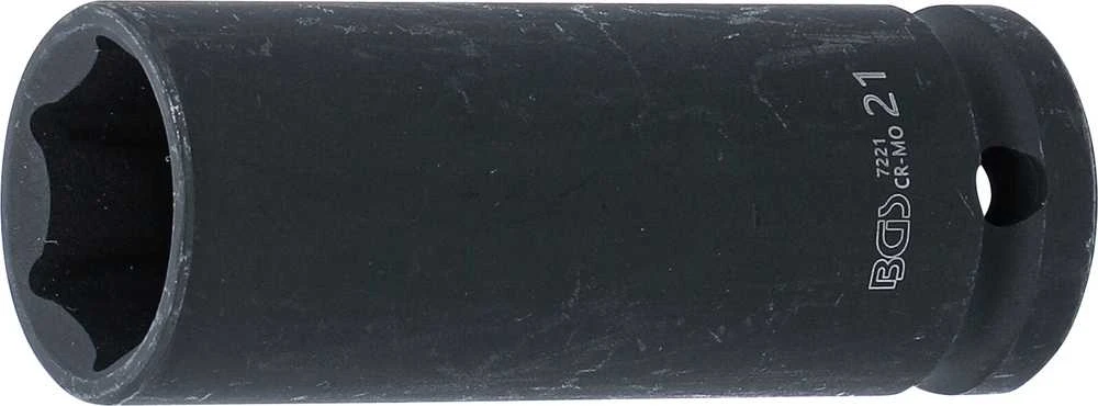 Bgs Technic Galvutė smūginė šešiakampė ilga | 12,5 mm (1/2") | 21 mm (7221)