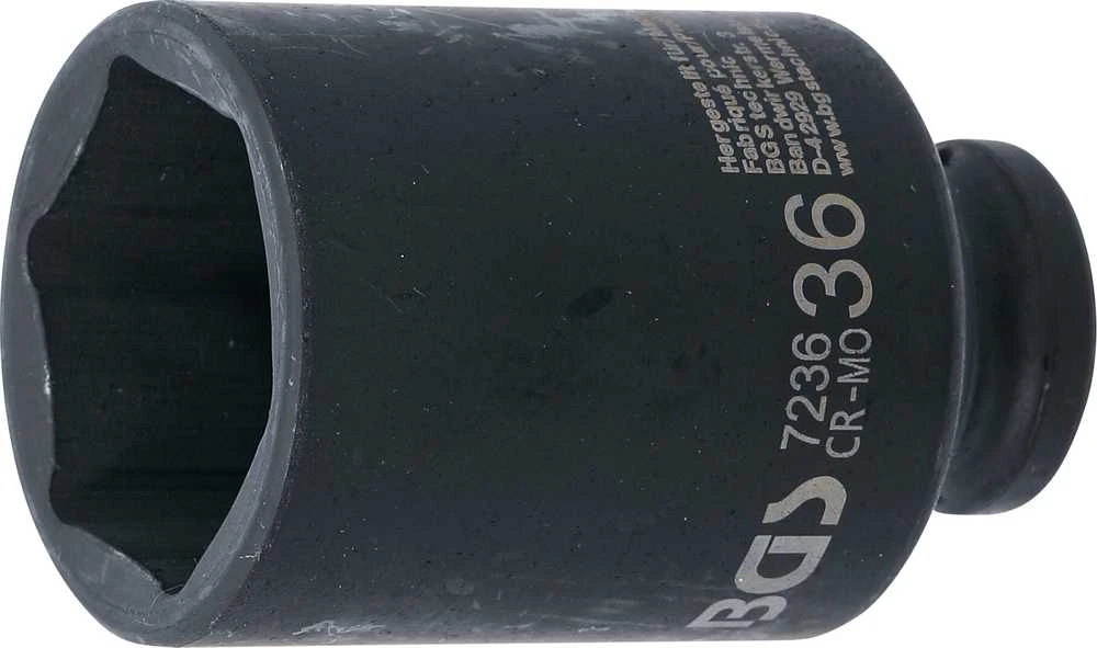 Bgs Technic Galvutė smūginė šešiakampė ilga | 12,5 mm (1/2") | 36 mm (7236)