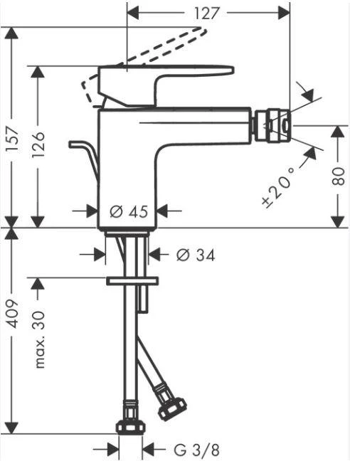 Bidē jaucējkrāns Hansgrohe Vernis Blend 71210000, hroma krās.