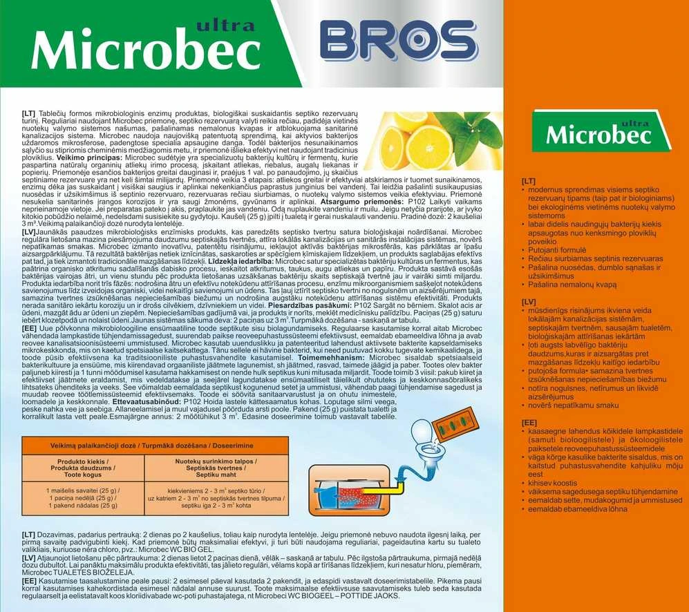 Bioaktyvatorius nuotekų duobėms Bros Microbec, 0.15 l
