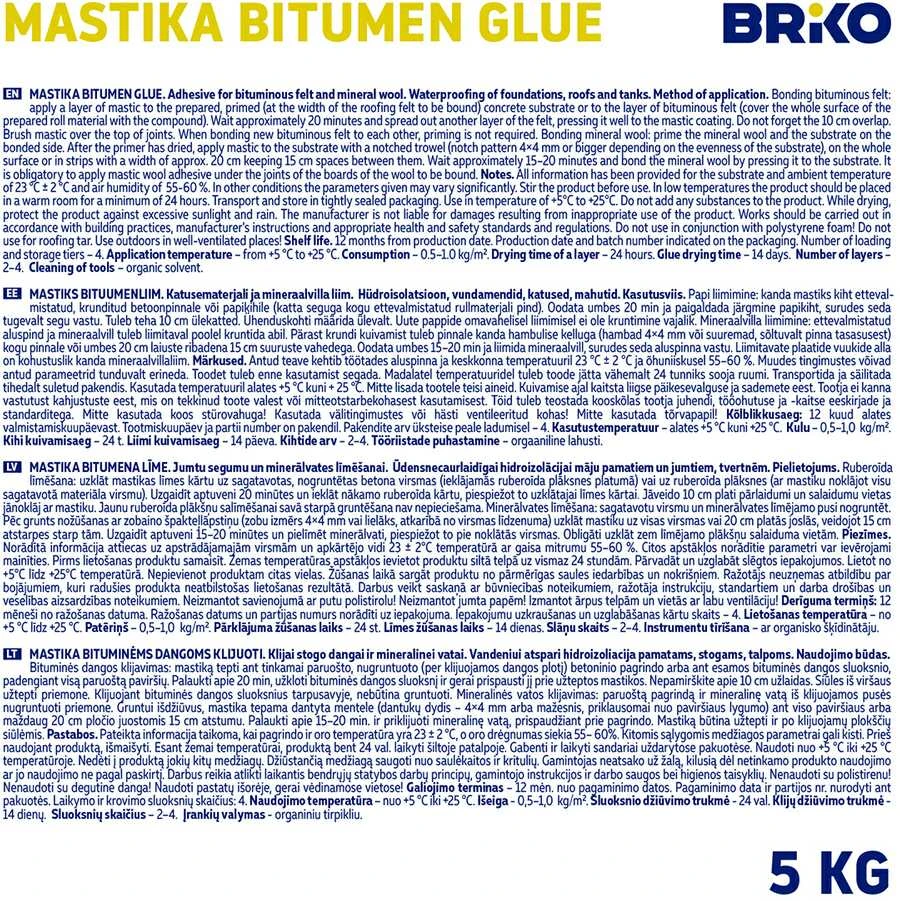 Briko BRIKO Bitumen glue mastic 5kg