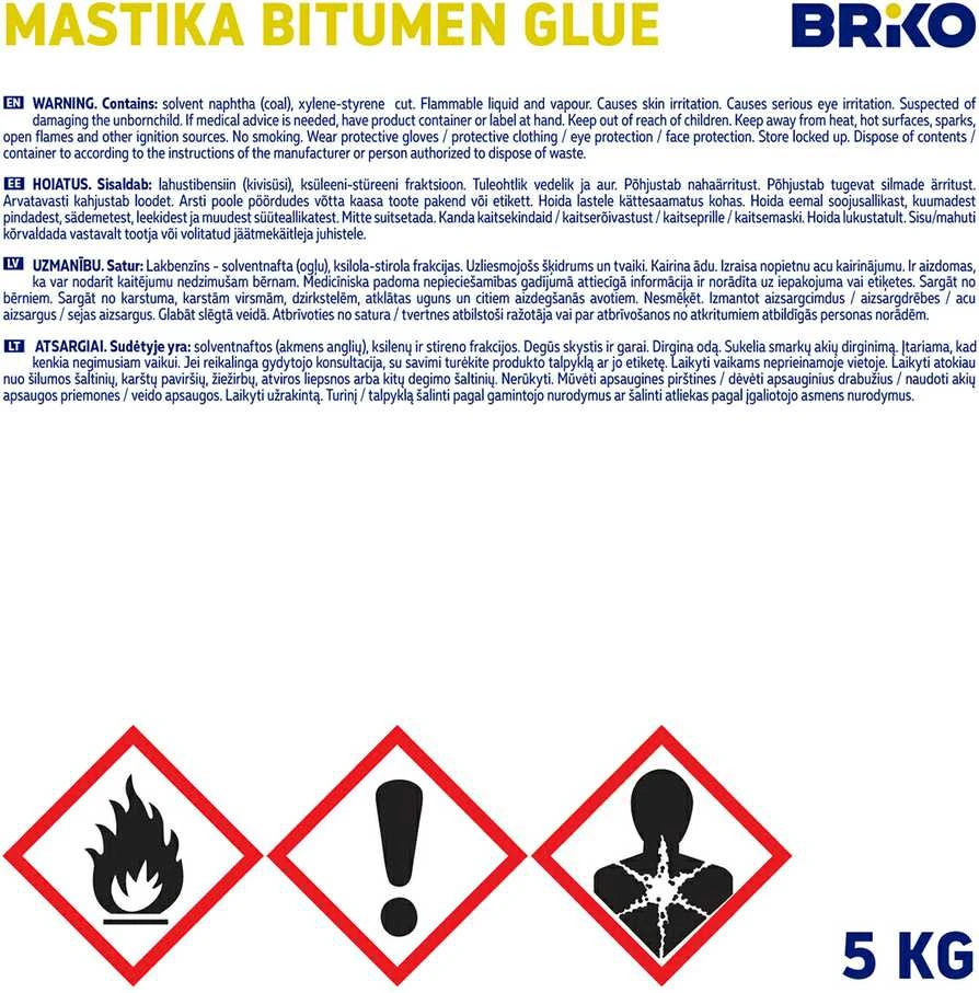 Briko BRIKO Bitumen glue mastic 5kg