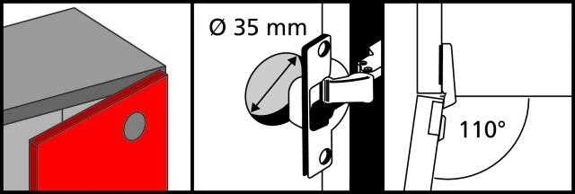 Black Blum LANKST IŠOR CLIP SOFT CLOSE D35 110 2VNT