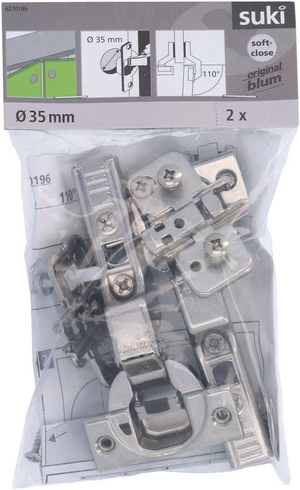 Black Blum LANKST PUSI CLIP SOFT CLOSE D35 110 2VNT