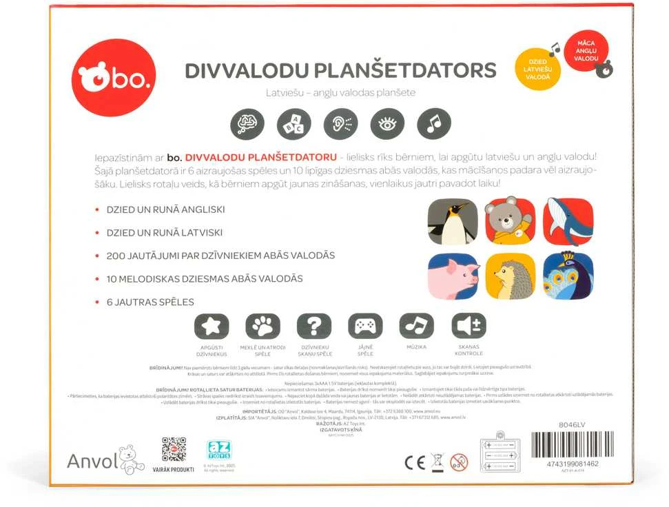 bo. lt. Mokomasis žaislas - Dvikalbis planšetinis kompiuteris, latvių k.,