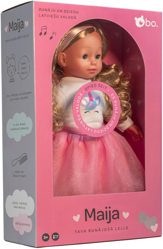 bo. Kalbanti ir dainuojanti lėlė Maija, 40 cm, latvių k.