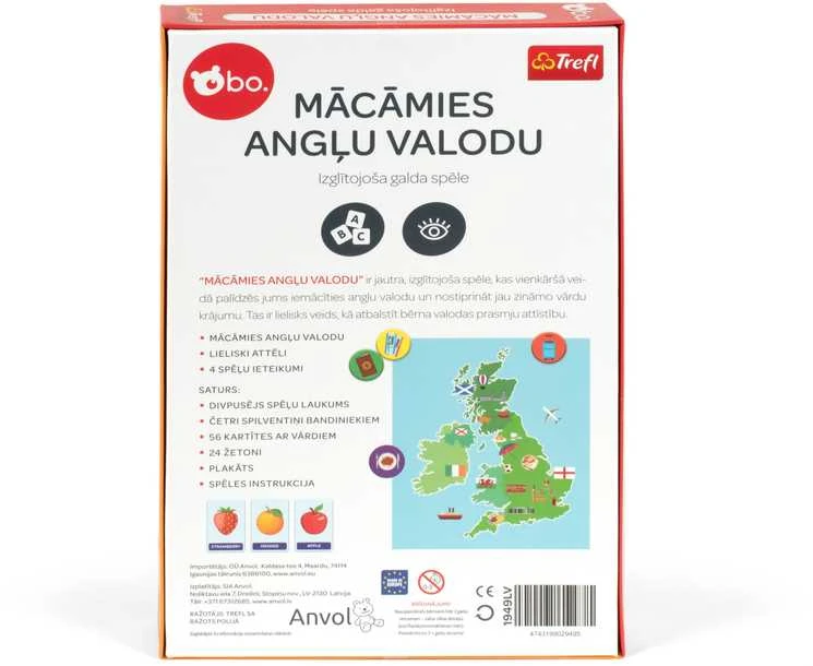 BO Izglītojošā galda spēle "Mācāmies angļu valoda" (Latviešu val.)