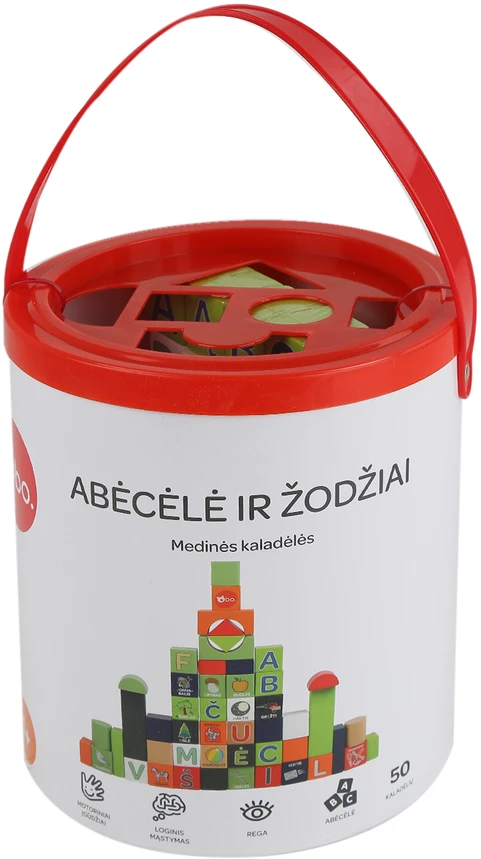 bo. Medinės kaladėlės „Abėcėlė ir žodžiai“ (lietuvių kalba)
