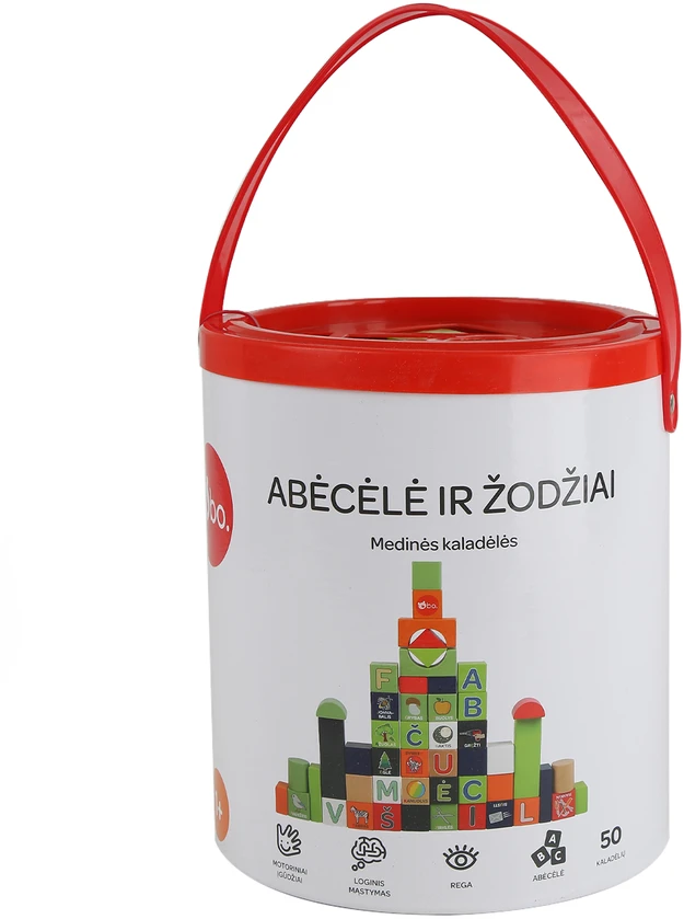 bo. Medinės kaladėlės „Abėcėlė ir žodžiai“ (lietuvių kalba)