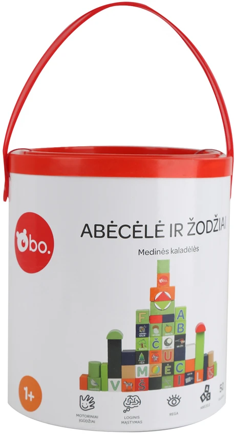 bo. Medinės kaladėlės „Abėcėlė ir žodžiai“ (lietuvių kalba)