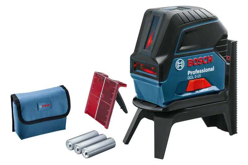Bosch Kombinuotasis lazeris GCL 2-15 + 3x1.5V AA + krepšys