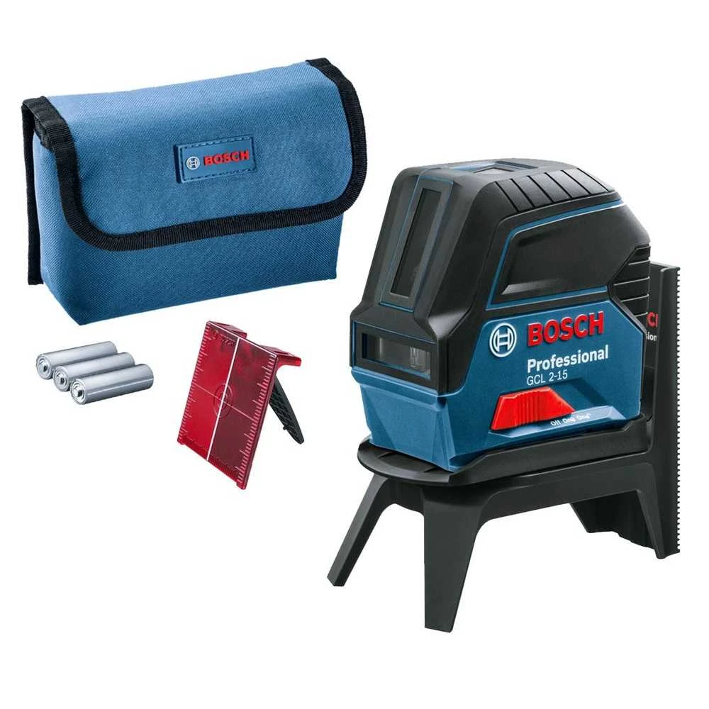 Bosch Kombinuotasis lazeris GCL 2-15 + 3x1.5V AA + krepšys