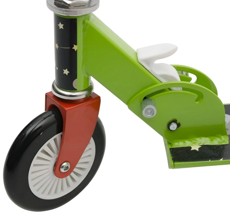 Bimbo Bike Vaikiškas paspirtukas 12" su reguliuojamu T-BAR "COSMOS", žalias raudonas