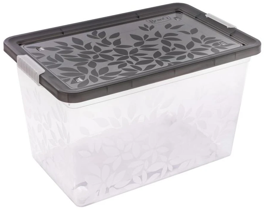 BRANQ 55L plastikinė dėžė su ratukais Jasmine (skaidri)