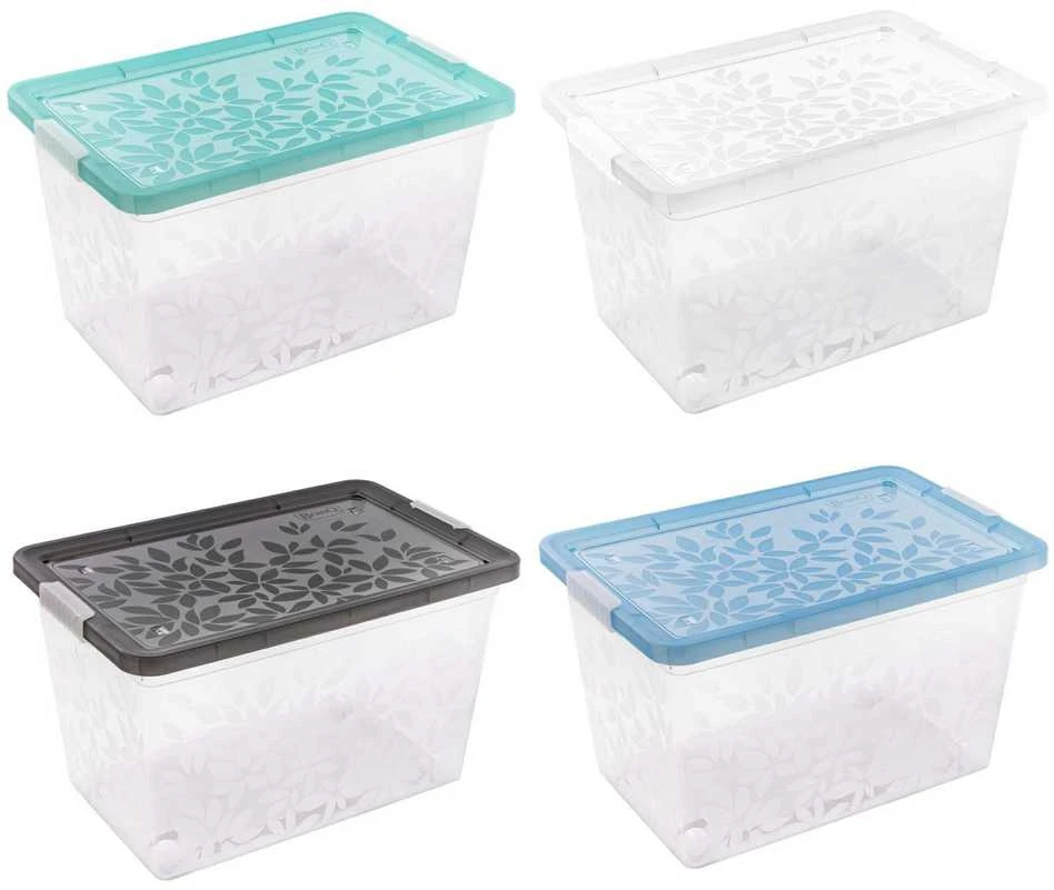 BRANQ 55L plastikinė dėžė su ratukais Jasmine (skaidri)