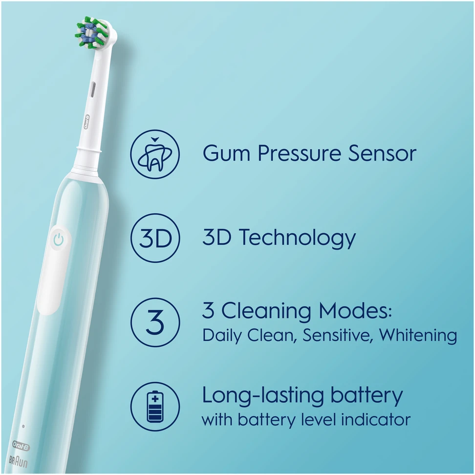 Braun Oral-B | Elektrinis dantų šepetėlis su Travel Case | Pro Series 1 | Įkraunamas | Suaugusiems | Šepetėlių skaičius galvutės įeina 1 | Number of teeth brushing modes 3 | Caribbean Mėlyna
