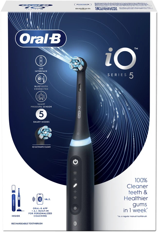 Braun iOG5.1B6.2DK Oral-B iO5 Elektrinis Dantų Šepetėlis Matt Juodas