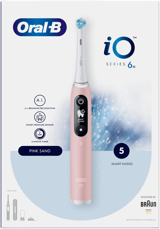 Elektrinis dantų šepetėlis Oral-B iO 6N, iOM6.1A6.1K, rožinis