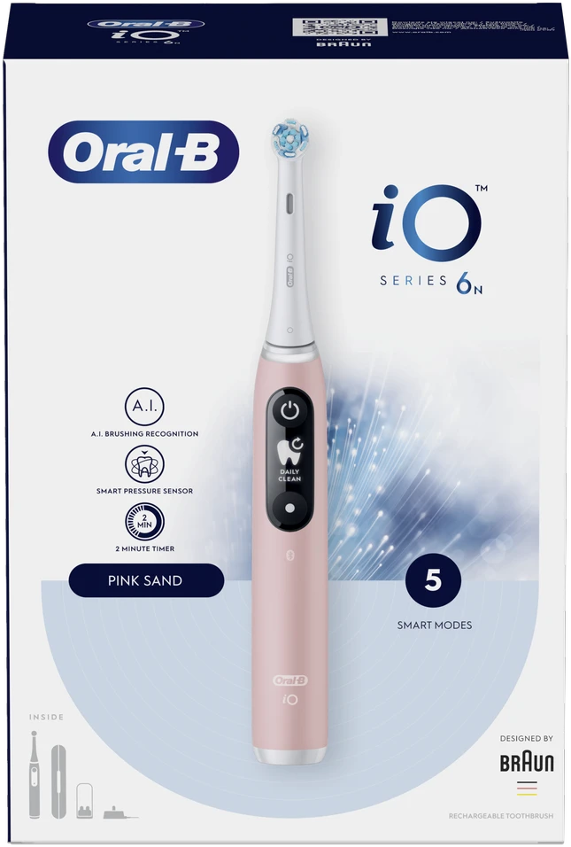 Elektrinis dantų šepetėlis Oral-B iO 6N, iOM6.1A6.1K, rožinis