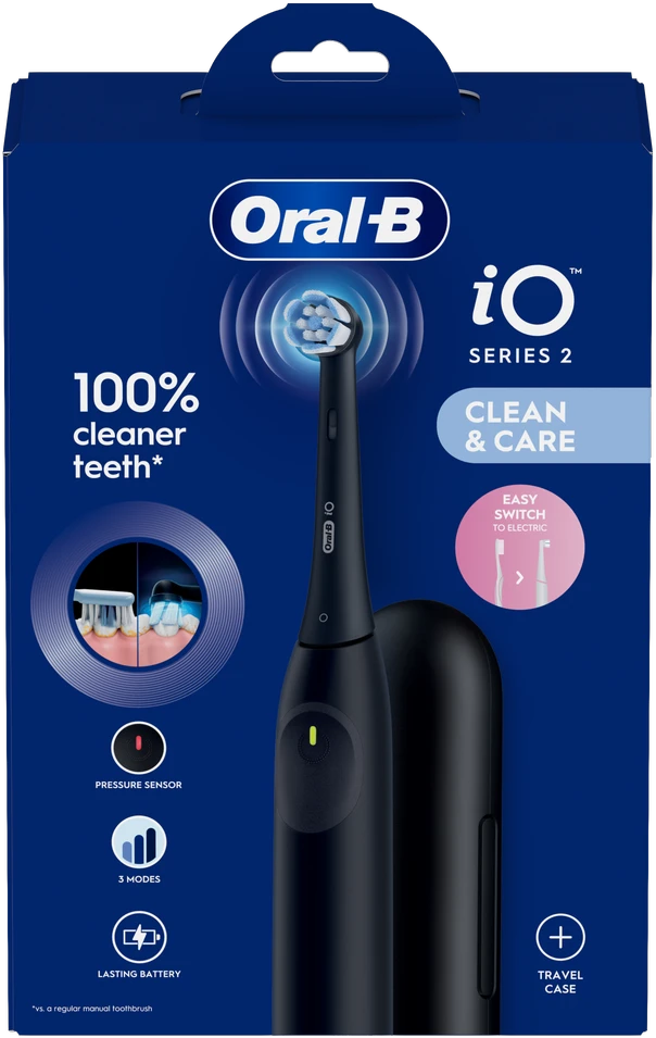 Braun iOS2.1D9.2K Oral-B iO2 Elektrinis Dantų Šepetėlis Night Juodas + Kelioninis Dėklas