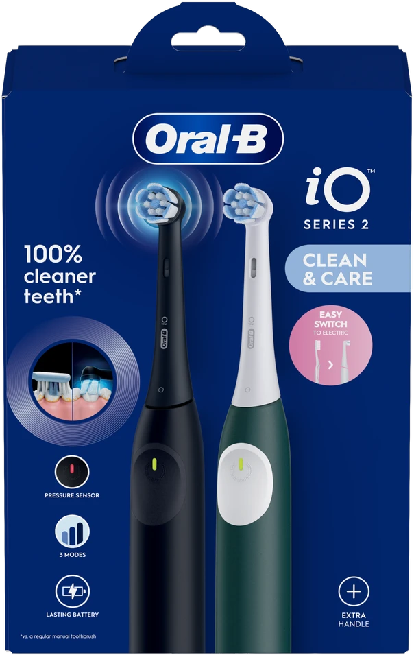 Braun iOS2d.2ZZ9.0 Oral-B iO2 Elektrinis Dantų Šepetėlis Duo Night Juodas and Žalias Forest