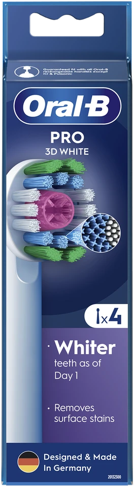 Braun Oral-B EB18-4 3D Baltas Pro Dantų Šepetėlio Galvutės, 4 Vnt.