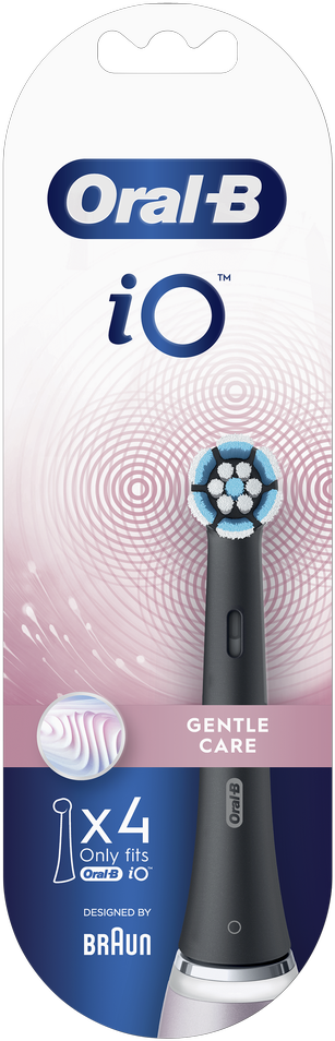 Braun SB-4 Oral-B iO Gentle Care Juodas keičiamos dantų šepetėlio galvutės 4 vnt.