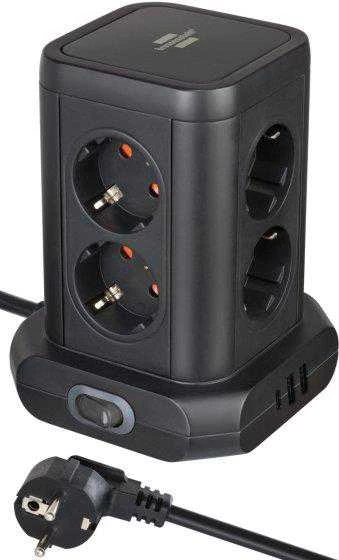 Buitinis ilgintuvas-stovas BRENNENSTUHL, 8 vietų, 3USB, 2 m