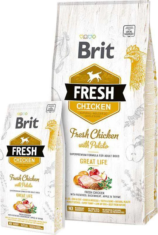 Brit Fresh Dog su vištiena ir bulvėmis Adult 12kg