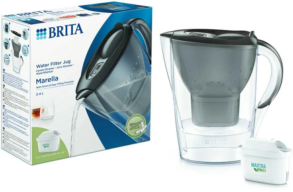 Vandens filtravimo ąsotis BRITA Marella Cool Graphite, 2,4 l + 1 vandens filtravimo filtras