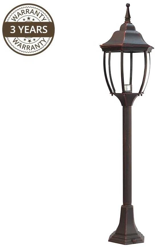 Pastatomas lauko šviestuvas Domoletti El-560PE2, 100W, E27, IP44, sendinta juoda su raudonu atspalviu, 21 cm x 100 cm