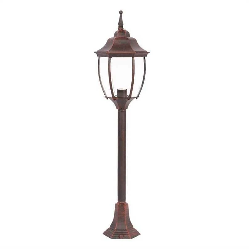 Pastatomas lauko šviestuvas Domoletti El-560PE2, 100W, E27, IP44, sendinta juoda su raudonu atspalviu, 21 cm x 100 cm