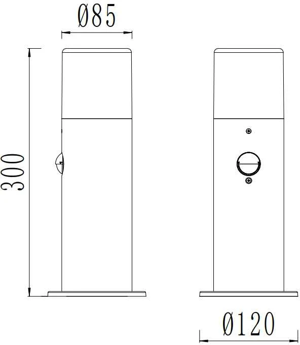 Domoletti POLE LIGHT ORTE E27 IP44 14216-H-PIR BL