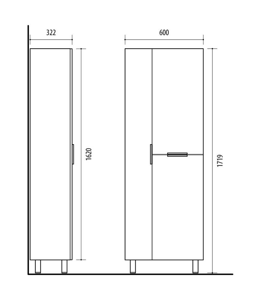 Laisvai pastatoma vonios spinta Domoletti SU60DL-3, balta sp., 32 cm x 60 cm x 172 cm