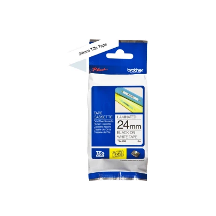 Brother | TZ-251 Laminated Tape | Juodas on Baltas | TZe | 8 m | 2.4 cm