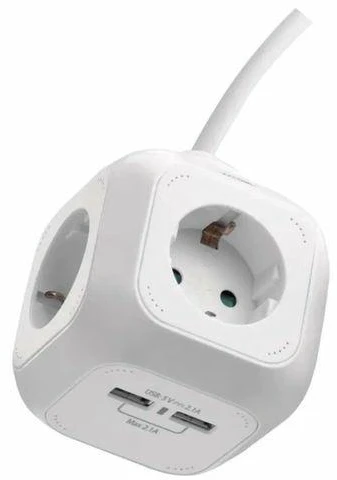 Emos EXTENSION 4SOCKETS Baltas 2XUSB-A 1.9M