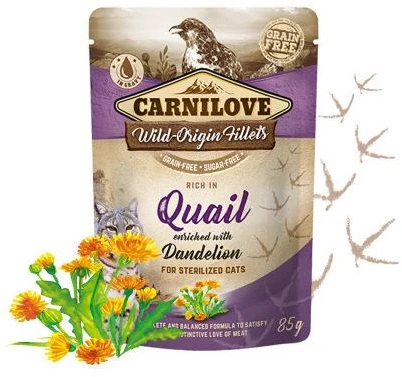 Carni Love Carnilove konservai katėms maiš. Quail Dandelion for sterilized 85g