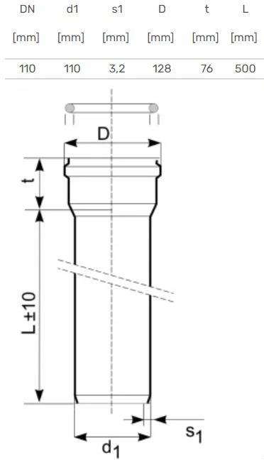 Lauko kanalizacijos vamzdis Magnaplast, Ø 110 mm, SN4, 0,5 m