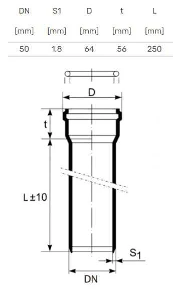 Magnaplast Solar Plus HTP rør med 1 muffe 50-250 mm hvid